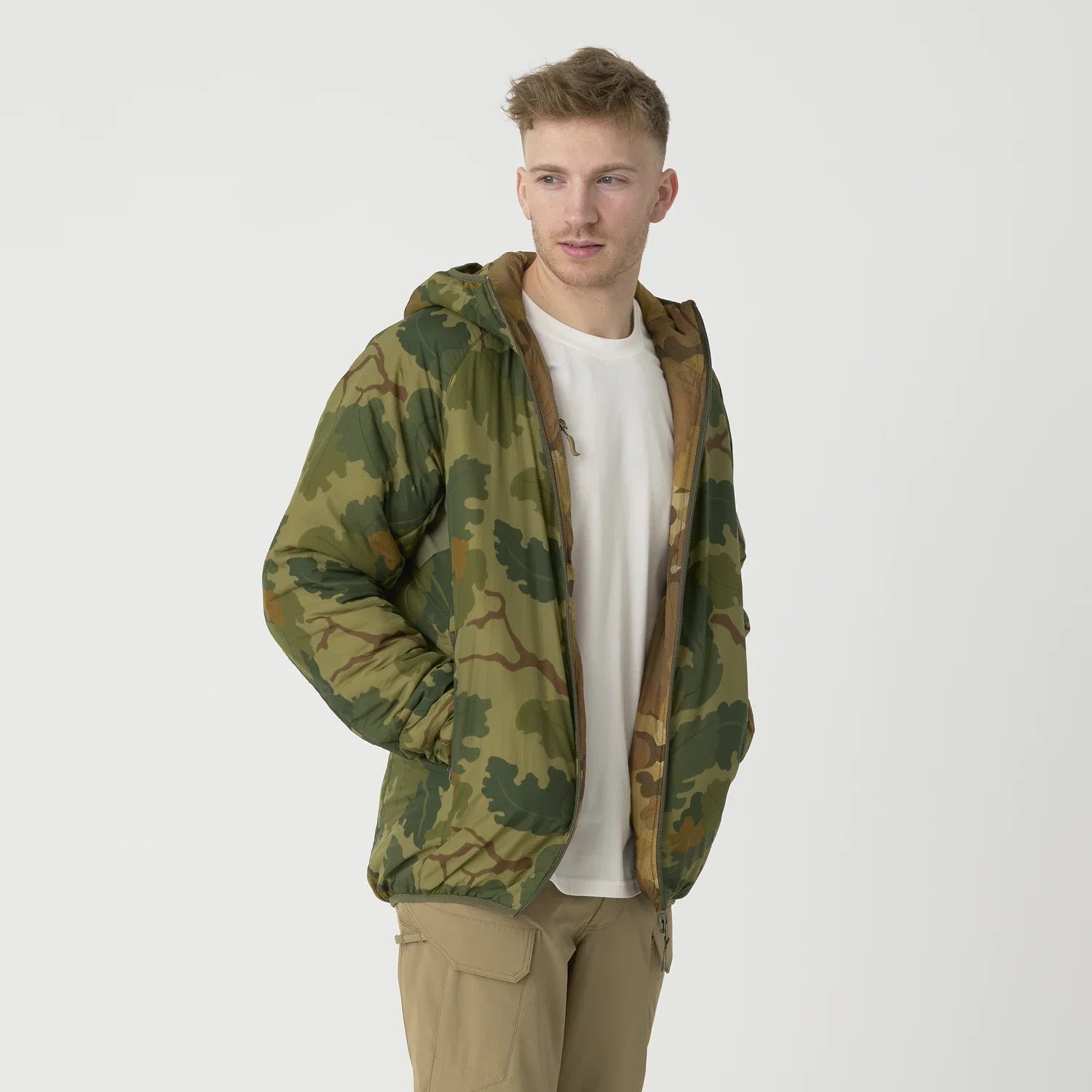 Helikon-Tex Wolfhound Obojstranná bunda Windpack, Mitchell Camo Leaf/Mitchell Clouds – detail