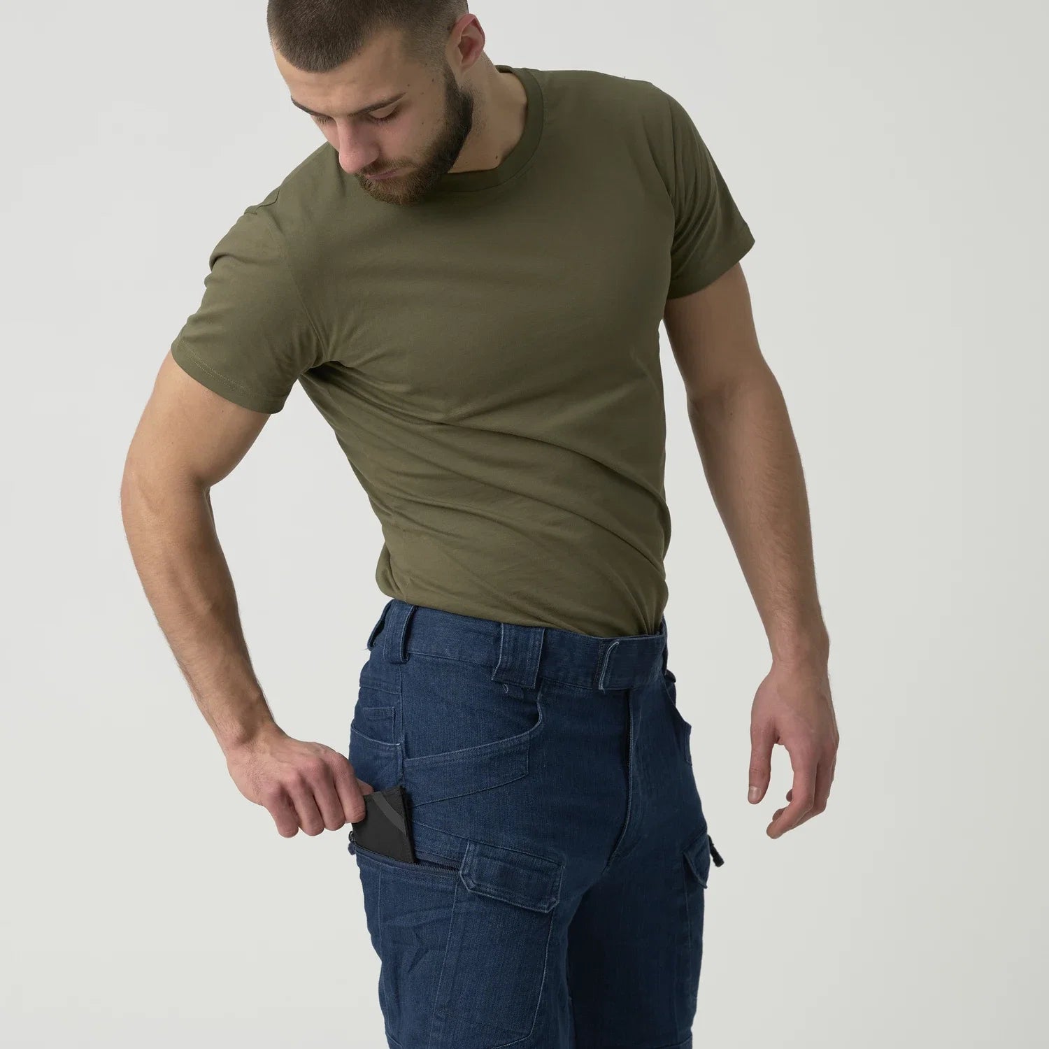 Helikon-Tex UTS krátke nohavice taktické 11'' Denim Stretch, Marine Blue – detail 5