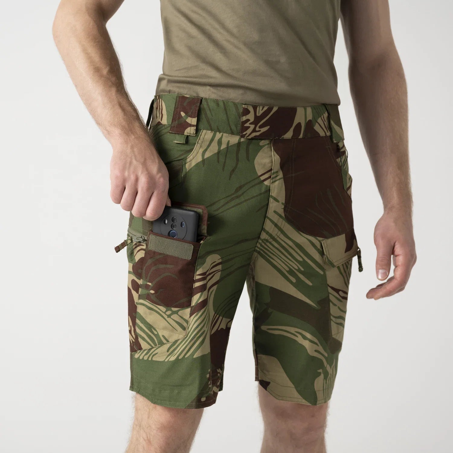 Helikon-Tex UTS krátke nohavice taktické 8.5" PolyCotton Stretch Ripstop, Rhodesian camo – detail 3