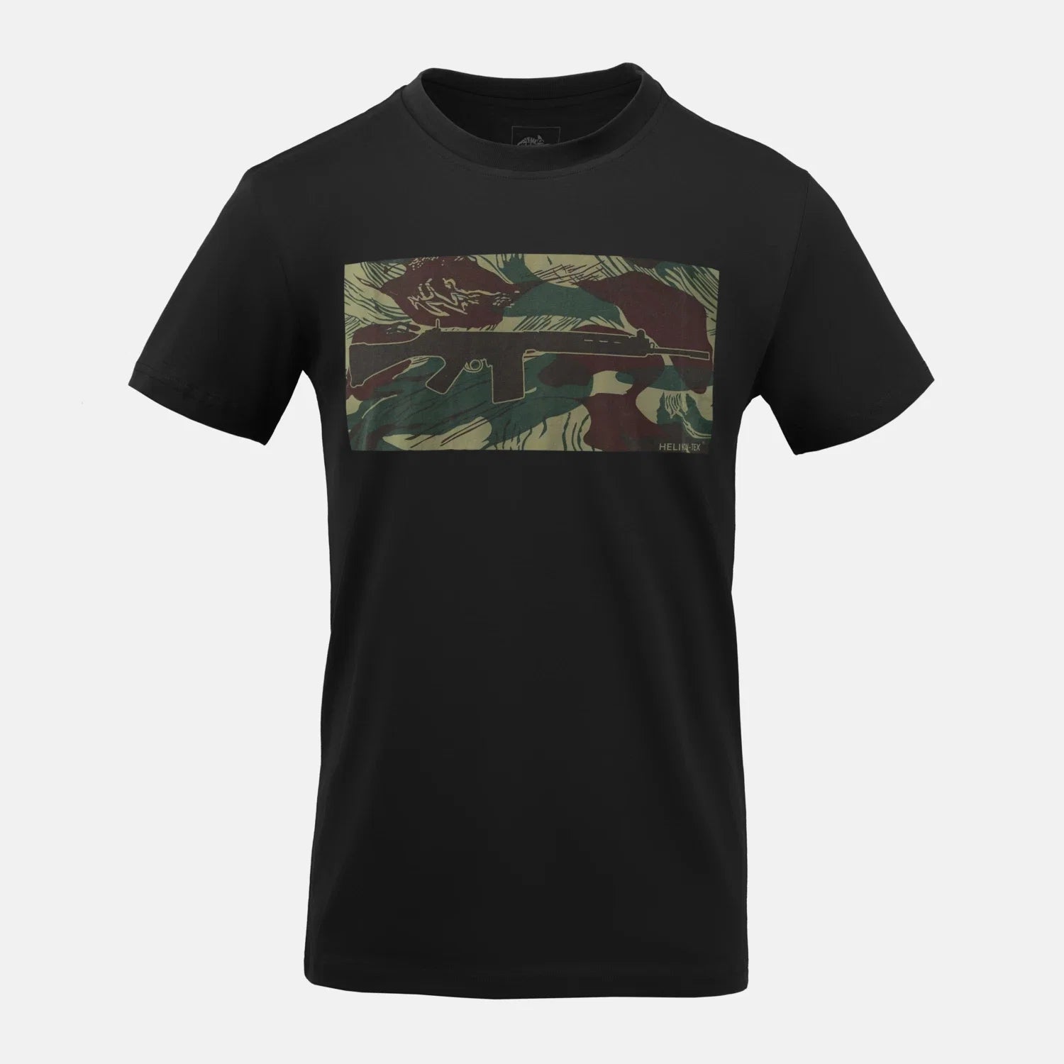 Helikon-Tex FN FAL bavlnené krátke tričko, Black/Rhodesian Camo – predná strana