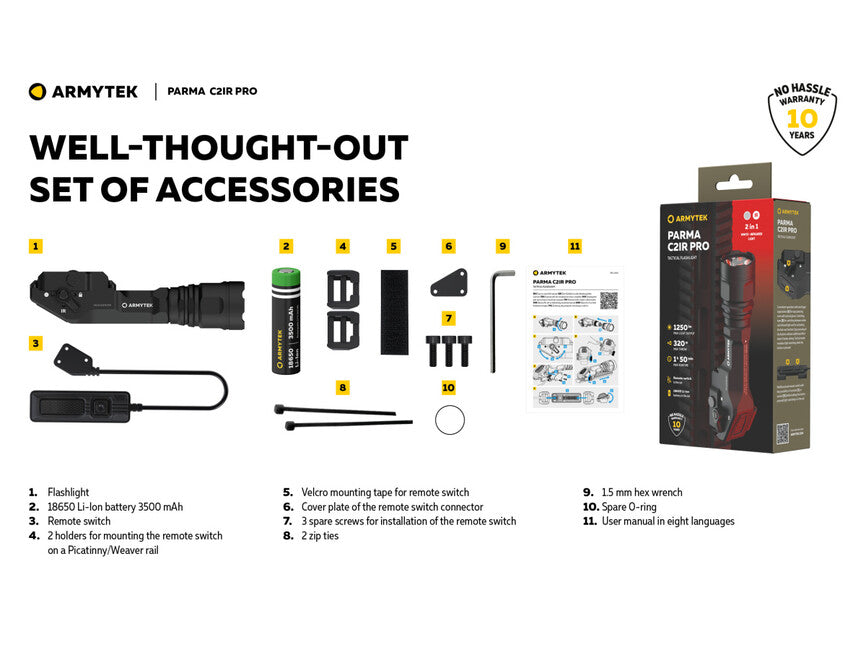 ArmyTek Parma C2IR Pro компактний перезаряджуваний збройний ліхтар 1200лм