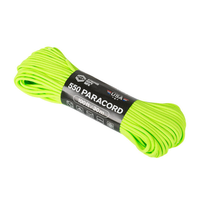 ATWOOD® 550 Paracord мотузка 100 футів 30 м, неоново-зелена (55024CB)