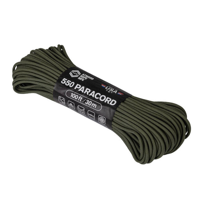 ATWOOD® 550 Paracord мотузка 100 футів 30 м, оливковий (55024CB)