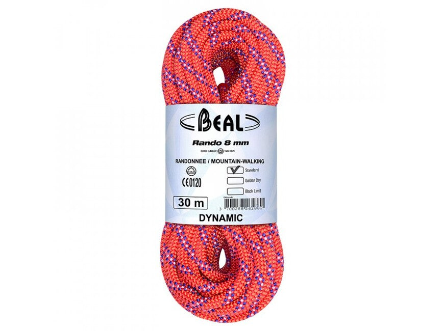 BEAL Rando 8 mm подвійне лице для льодовикового туризму та лижування 20 м, помаранчева