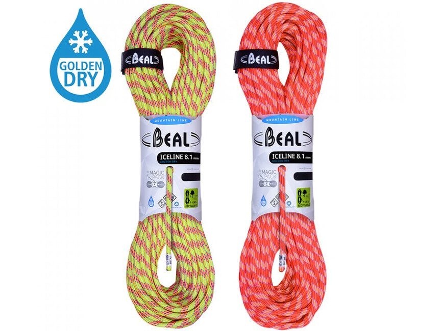 BEAL Ice Line Unicore напівстатичне ліцювальне мотузка 8,1 мм 2 × 50 м, анісовий / помаранчевий