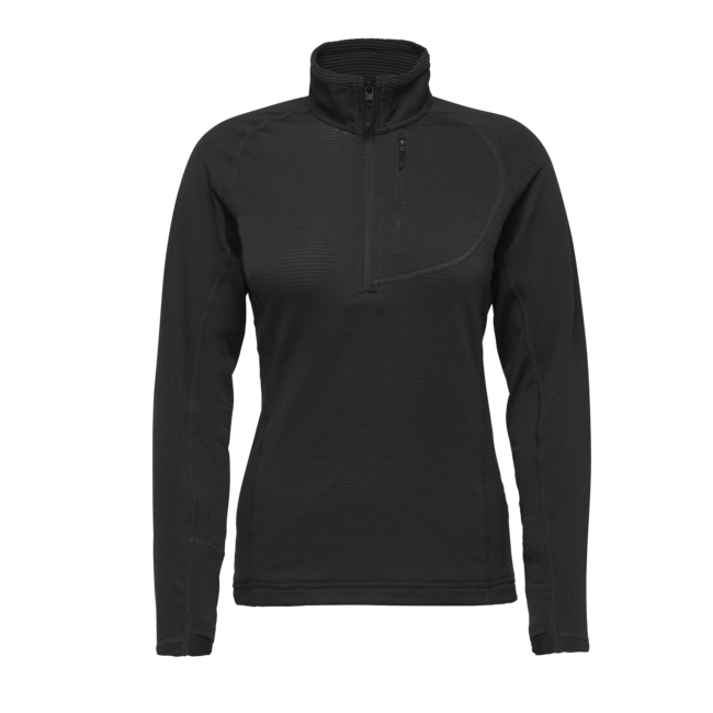 Black Diamond Coefficient Lt футболка жіноча з довгим рукавом і застібкою, чорна