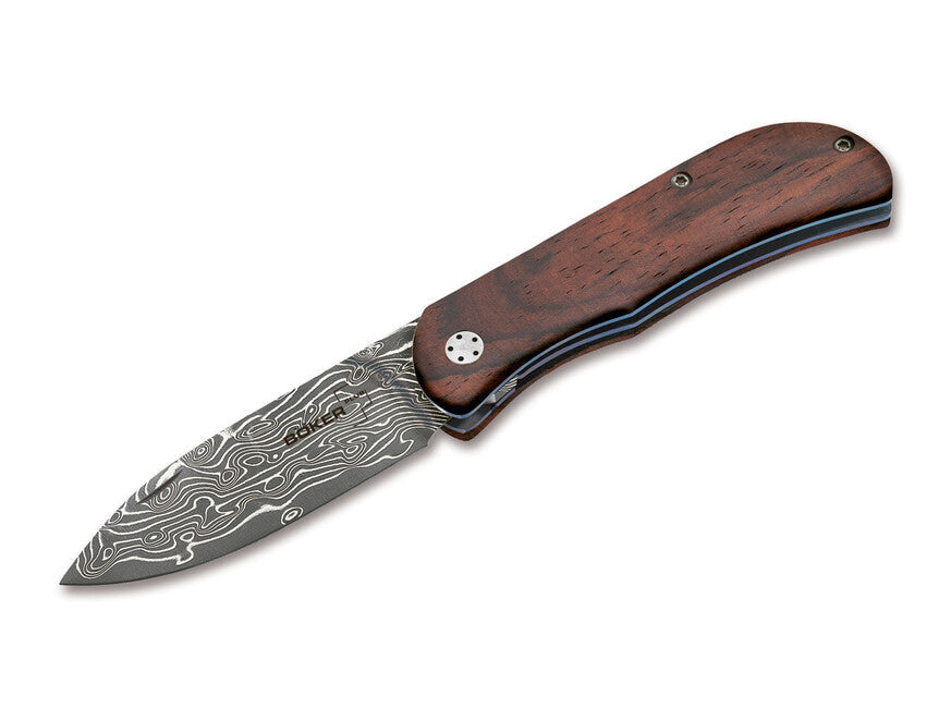 BÖKER Exskelibur II кишеньковий ніж 7 см, дамаськ, деревина Cocobolo