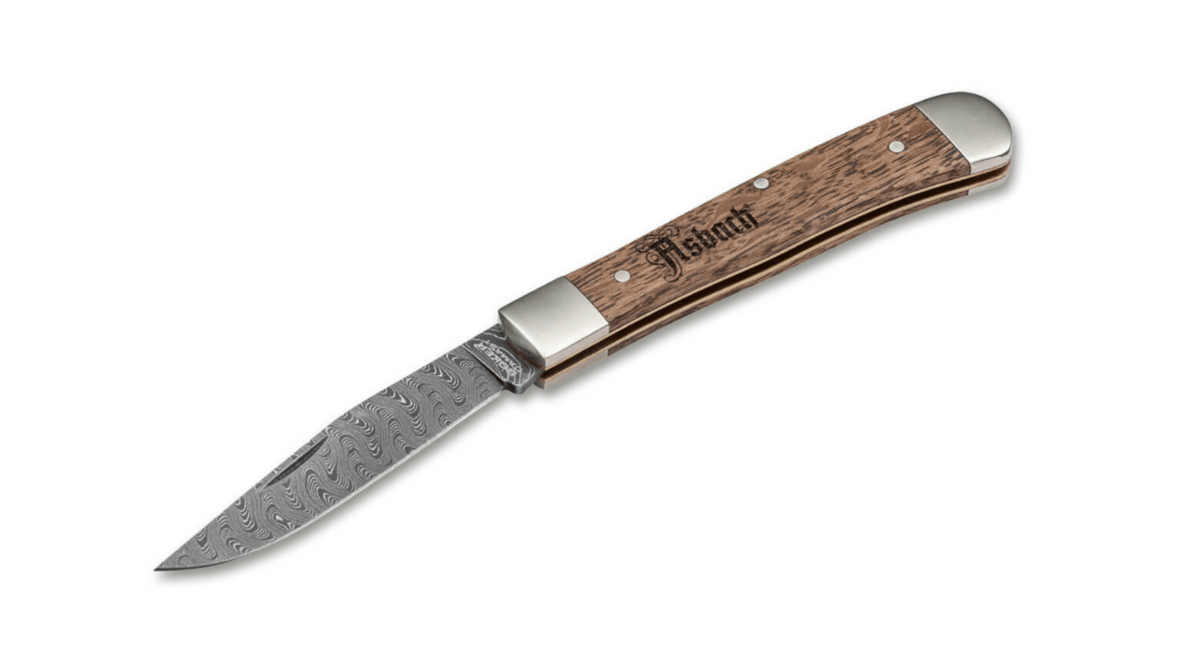 Böker Trapper Asbach Uralt дамаський ніж з чохлом, 8,5 см, коричневий