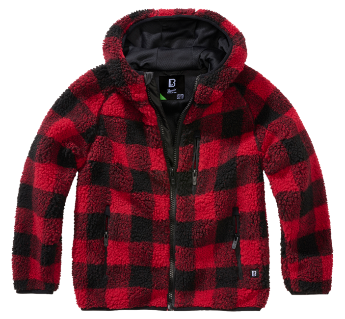Brandit Teddyfleece куртка дитяча з капюшоном, червона/чорна