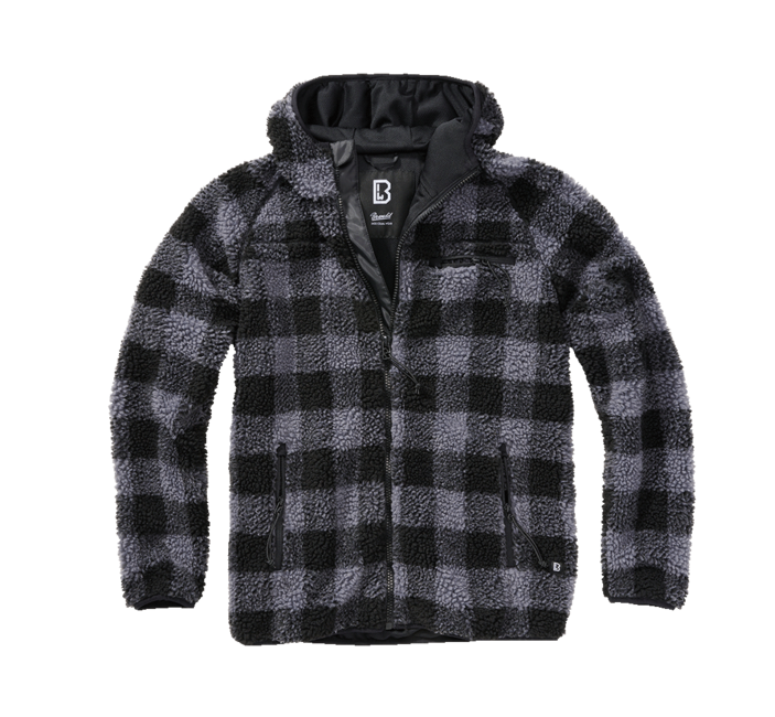 Brandit Worker куртка флісова з капюшоном Teddyfleece, чорна/сіра