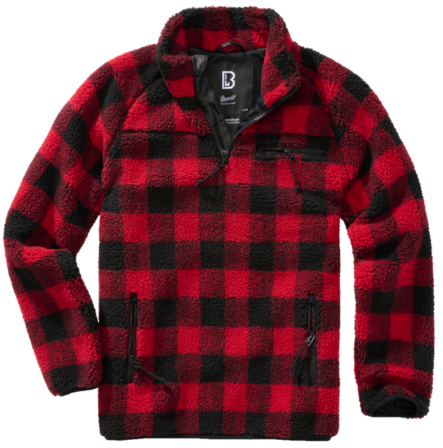 Brandit teddyfleece Troyer флісова куртка, червона/чорна