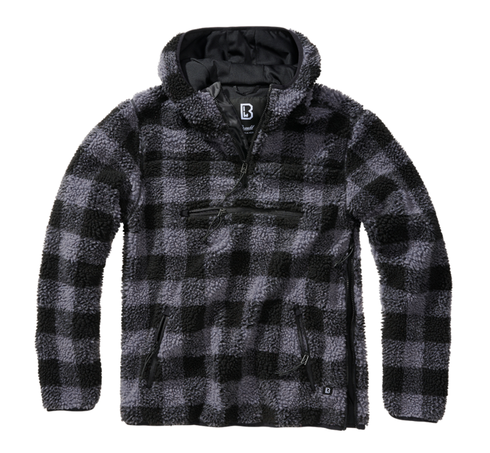 Brandit Teddyfleece Worker флісовий светшот, чорна/сіра