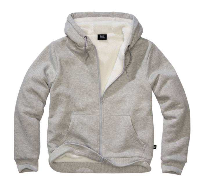 Brandit Sweatjacket світшот чоловічий з теплою підкладкою Teddylining, сірий меланж