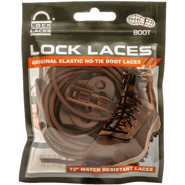 Lock Laces шнурки до трекінгових черевиків, темно-коричневі