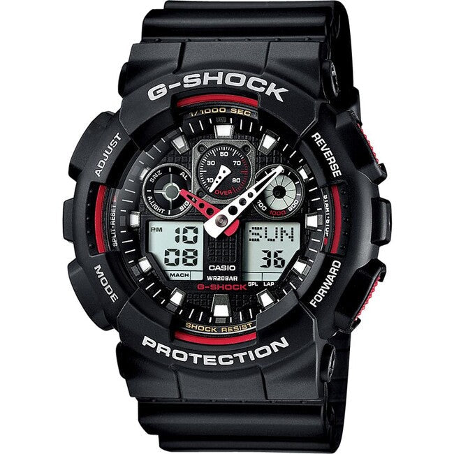 Casio G-Shock GA-100-1A4ER годинник, чорний/червоний