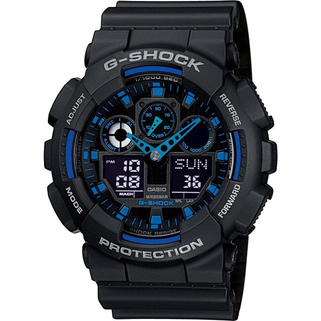 Casio G-Shock GA-100-1A2ER годинник, чорний/синій