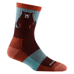 Darn Tough Bear Town Micro Crew Lightweight туристичні шкарпетки з амортизацією, Burgundy