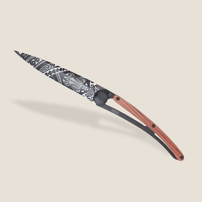 Deejo Black tattoo чорний складний ніж coralwood polynesian