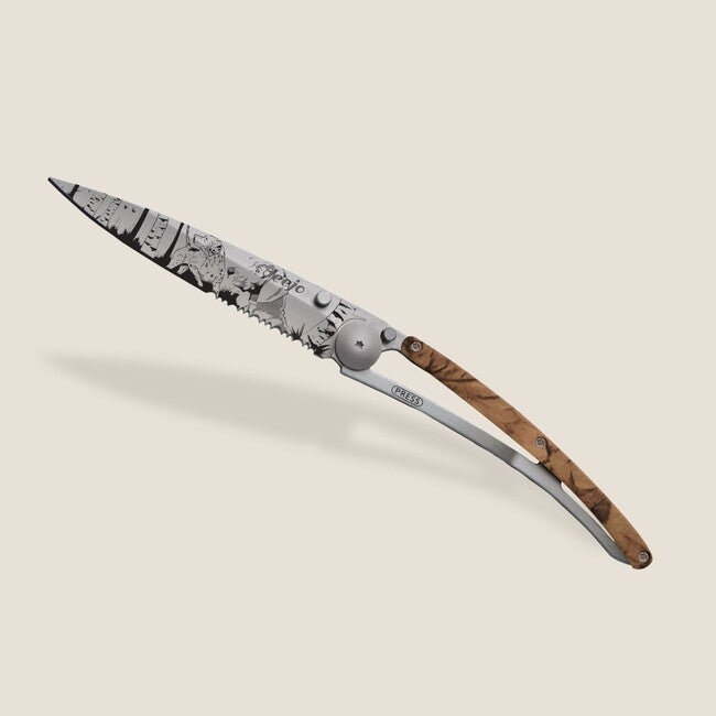 Deejo Tattoo складаний ніж Serration, коричневий камуфляж Hunting Day