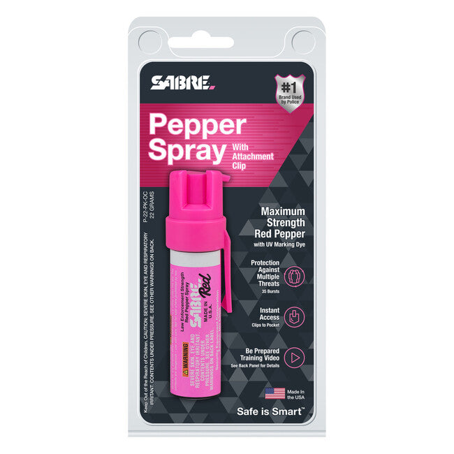 SABRE Red карманний захисний спрей з кліпом, рожевий, 22 ml