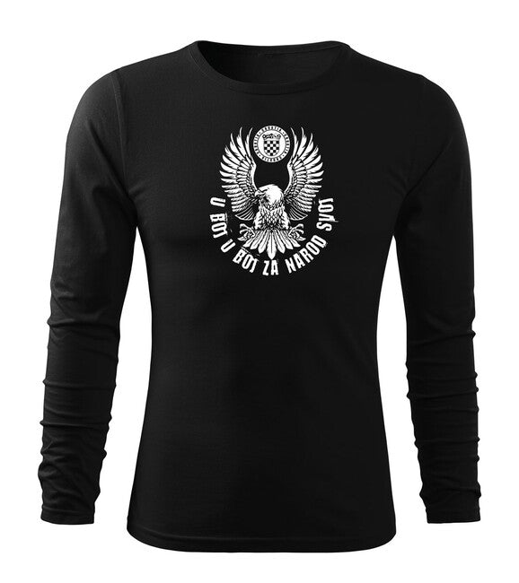 DRAGOWA Fit-T футболка з довгим рукавом HR орел "у бій у бій за народ свій", чорна