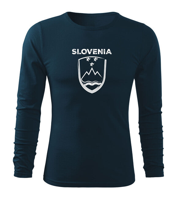 DRAGOWA Fit-T футболка з довгим рукавом словенський знак з написом, темно-синя