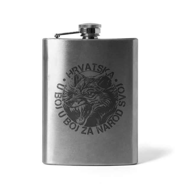 DRAGOWA гравірована фляга вовк "У бій у бій на заріддя свій", 210 ml