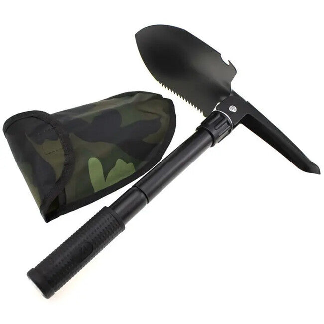 DRAGOWA Tactical Outdoor багатофункційна складна лопата з киркою та чохлом Ember, чорна