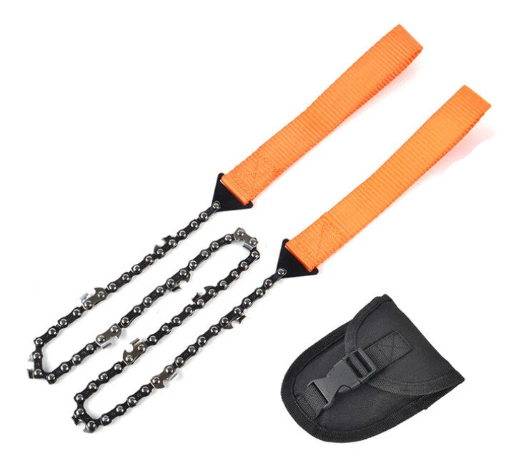 DRAGOWA Tactical Billy карманна ланцюгова пила для виживання з нейлоновим чохлом, помаранчева