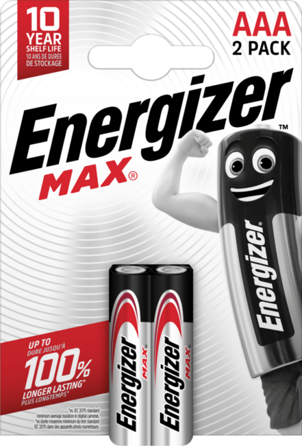 Energizer Max щелічні батарейки AAA E303325300, 2 шт.