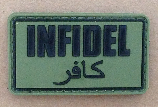 WARAGOD Infidel нашивка 5 x 3см, оливкова