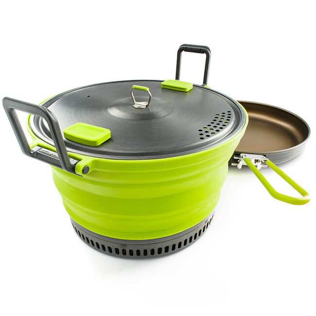 GSI Outdoors Escape HS набір тефлонової сковороди та складного горщика 3L, зелений