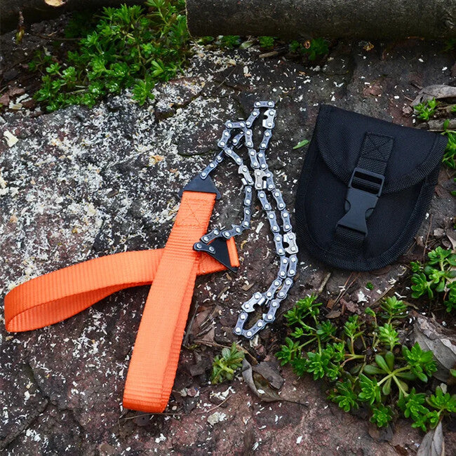 DRAGOWA Tactical Billy карманна ланцюгова пила для виживання з нейлоновим чохлом, помаранчева