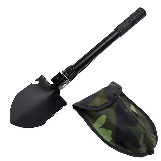DRAGOWA Tactical Outdoor багатофункційна складна лопата з киркою та чохлом Ember, чорна