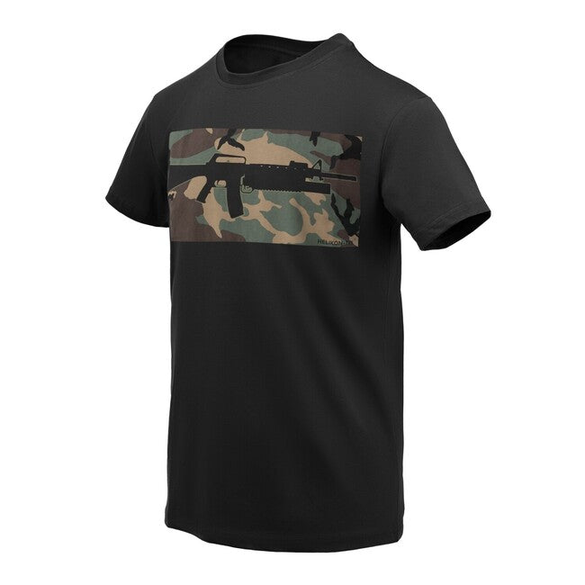 Helikon-Tex 16/203 Combo бавовняна короткорукава футболка, чорна/US вудленд