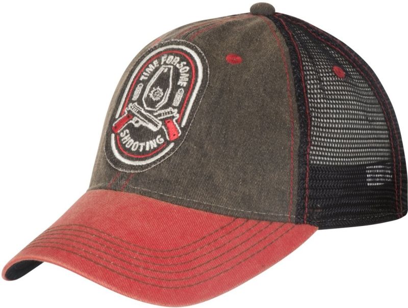 Helikon-Tex Shooting Time Trucker кепка dirty washed cotton, dirty washed чорний / червоний