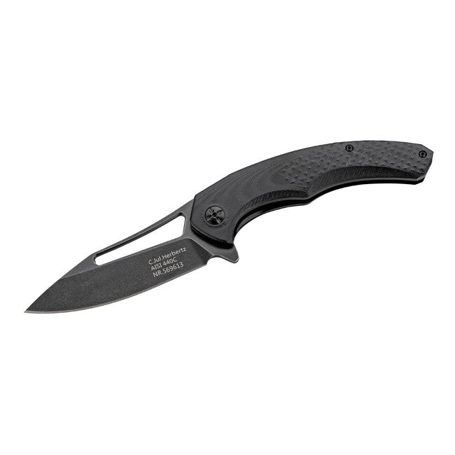 Herbertz складаний кишеньковий ніж з текстурованою G10, чорний, 9,5см