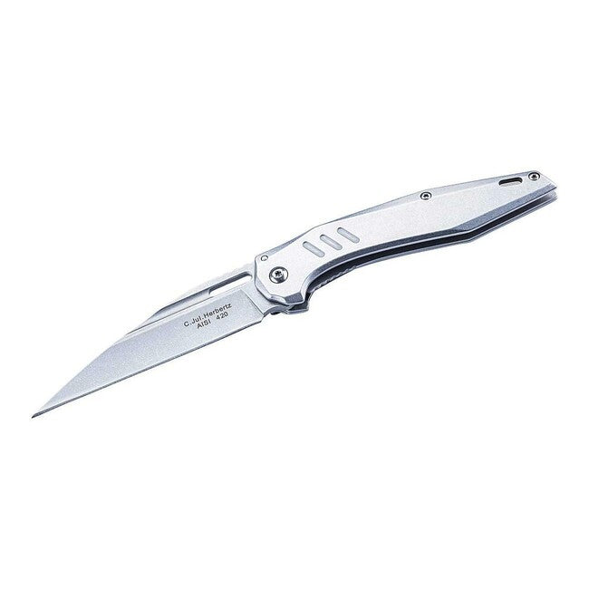 Herbertz односторонній кишеньковий ніж, цільнометалевий, Stonewash, 9см