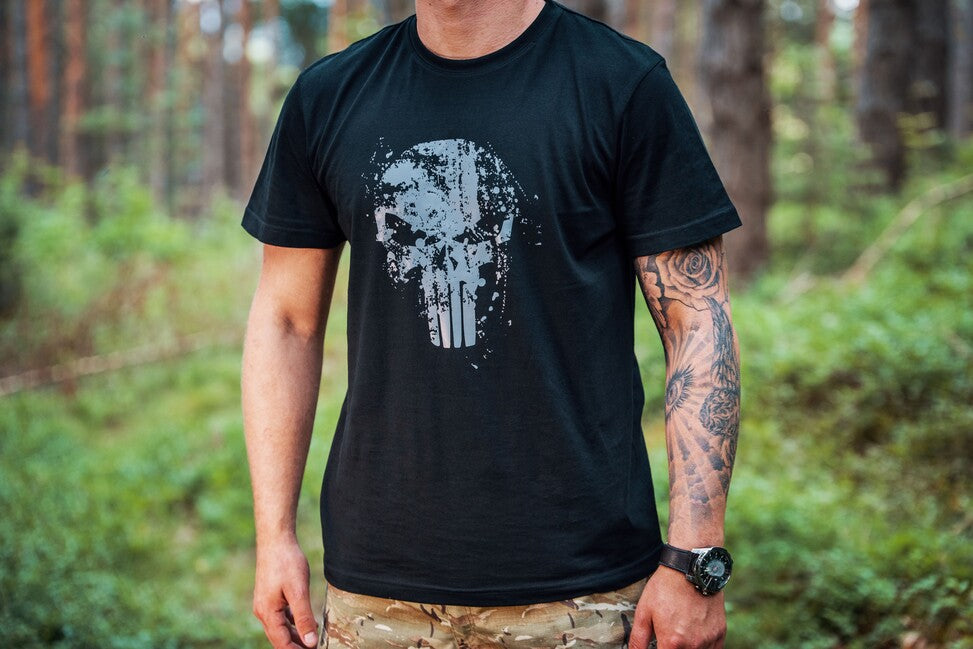 DRAGOWA Frank the Punisher коротка футболка, оливкова, червона 160g/m2