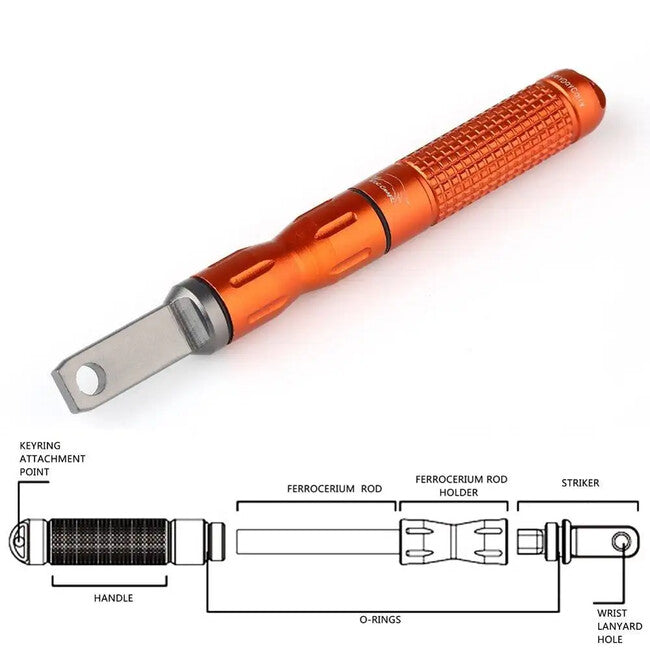 DRAGOWA Tactical Redflame кишенькова водостійка кремалка магнієва, чорна