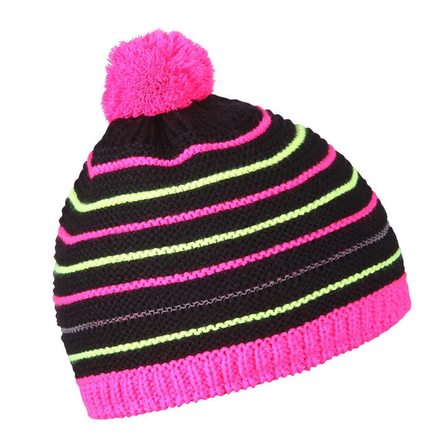 HUSKY Cap 34 шапка дитяча, чорна/неон рожева