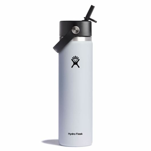 Hydro Flask Wide Mouth 24 OZ термофляга з насадкою Flex Straw Cap 710 ml широка, біла