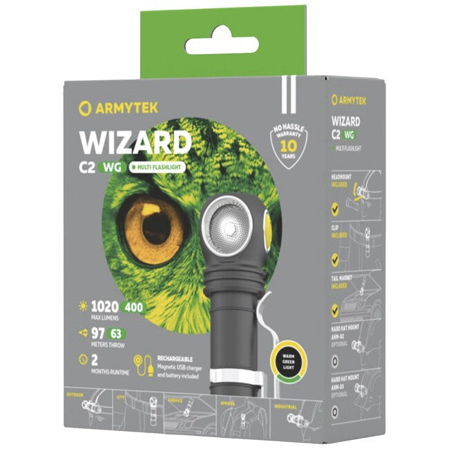 ArmyTek Wizard C2 WG налобний ліхтар LED тепле живлення від акумулятора 1100 лм