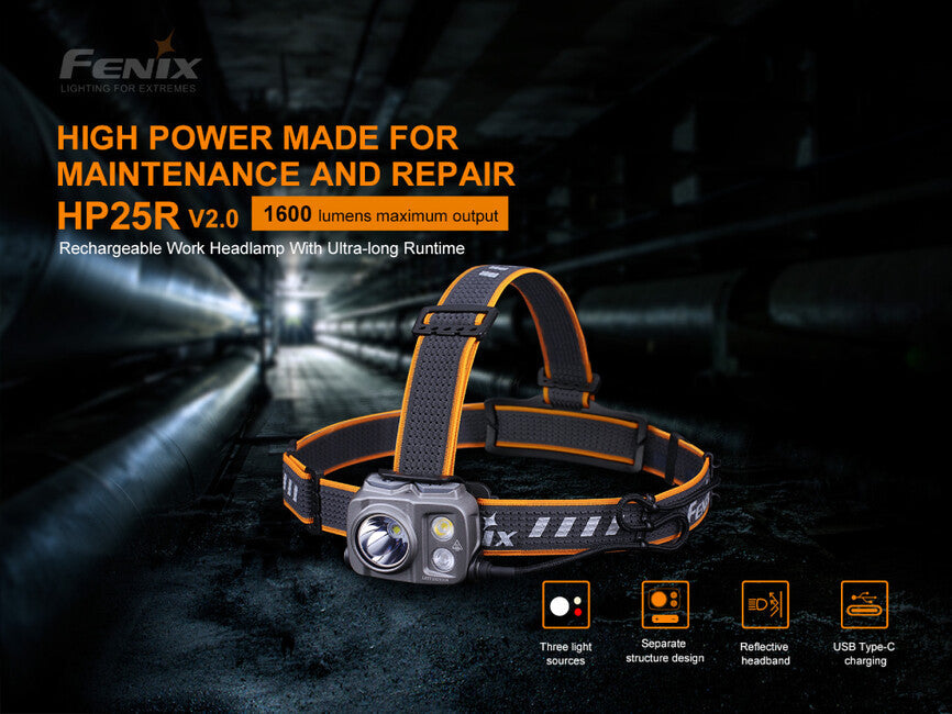 Fenix HP25R V2.0 налобний ліхтар, акумуляторний
