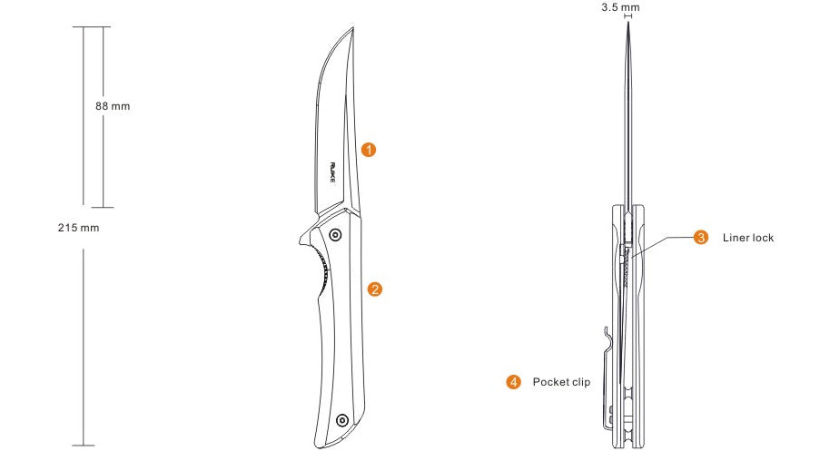 Ruike Hussar P121 ніж, чорний