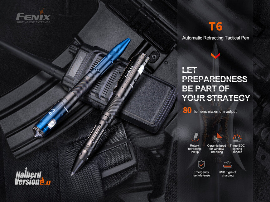 Fenix T6 ручка тактична, чорна