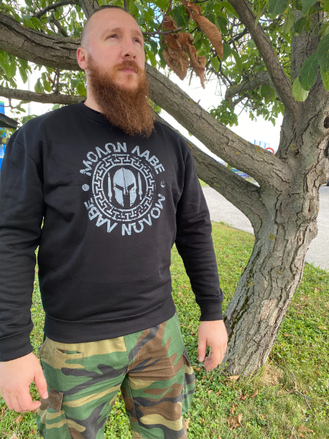DRAGOWA Molon Labe світшот чоловічий, чорна 300g/m2