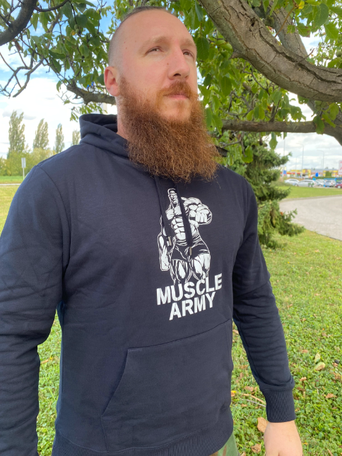 DRAGOWA muscle army мужская толстовка з капюшоном, чорна 320g/m2
