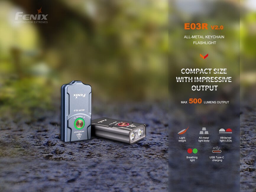 Fenix E03R V2.0 перезаряджувальний ліхтар, синій
