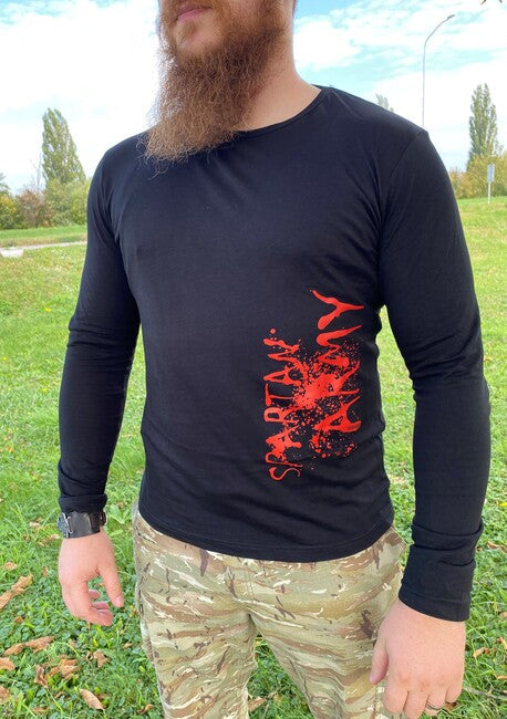 DRAGOWA Fit-T футболка з довгим рукавом RedWar, чорна 160g/m2